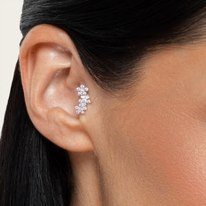 SREBRNI PIRSING FLOWERS - JEDAN KOMAD