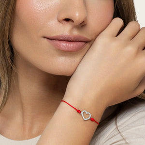 SREBRNA NARUKVICA RED THREAD HEART