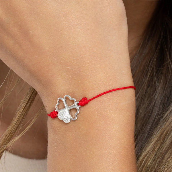 SREBRNA NARUKVICA RED THREAD CLOVER