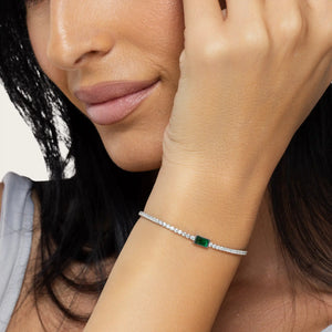 SREBRNA NARUKVICA TENNIS EMERALD