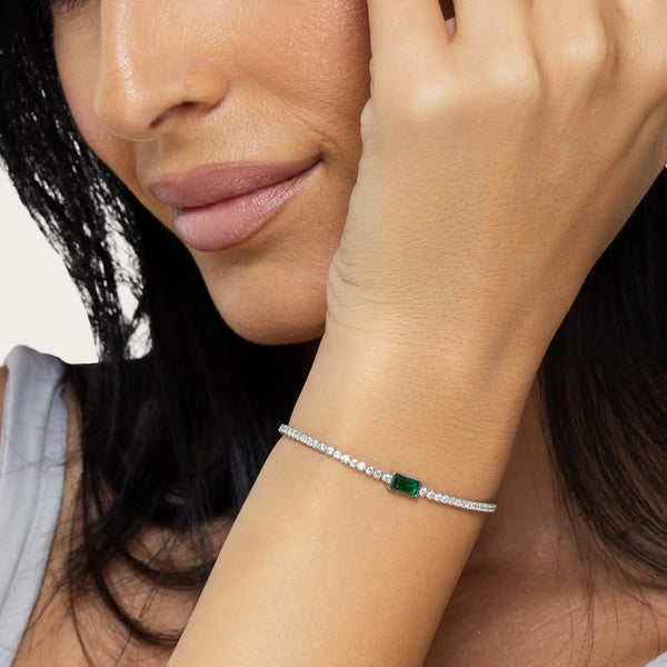 SREBRNA NARUKVICA TENNIS EMERALD