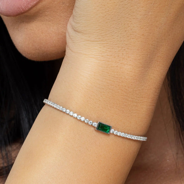 SREBRNA NARUKVICA TENNIS EMERALD