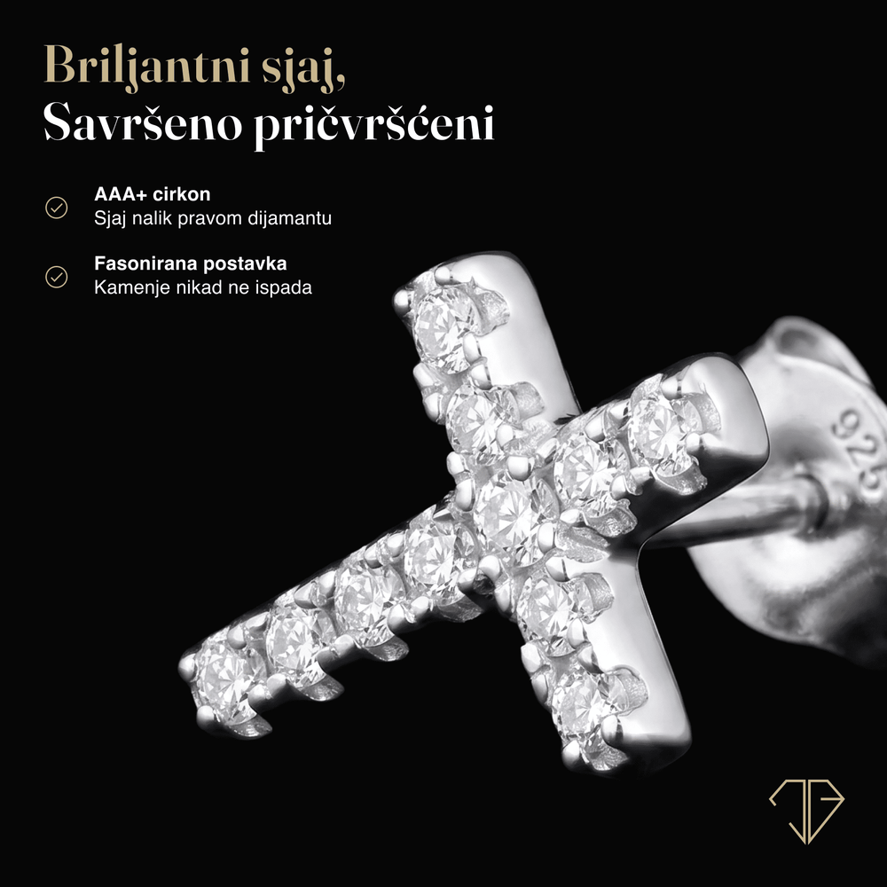 SREBRNE NAUŠNICE MINI CROSS
