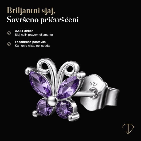 SREBRNE MINDJUŠE MICRO BUTTERFLY