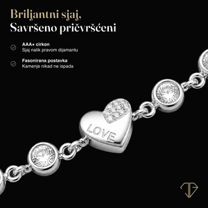 SREBRNA NARUKVICA HEART LOVE