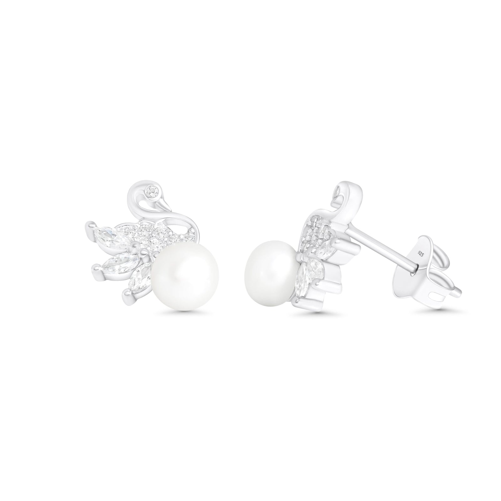 SREBRNE NAUŠNICE SWAN PEARL