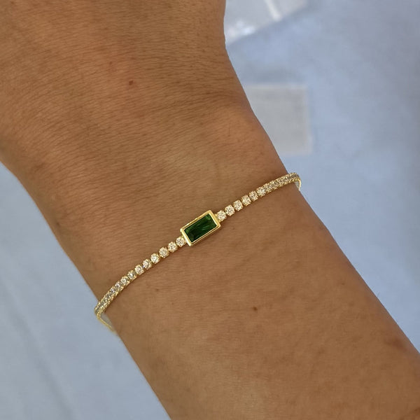 SREBRNA NARUKVICA TENNIS EMERALD