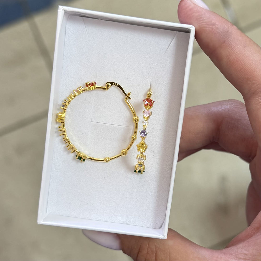 SREBRNE MINDJUŠE RAINBOW HOOPS