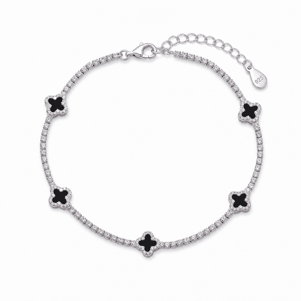 SRERBNA NARUKVICA ONYX CLOVER