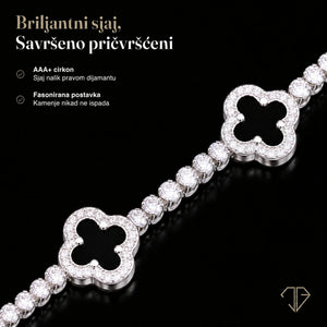 SRERBNA NARUKVICA ONYX CLOVER